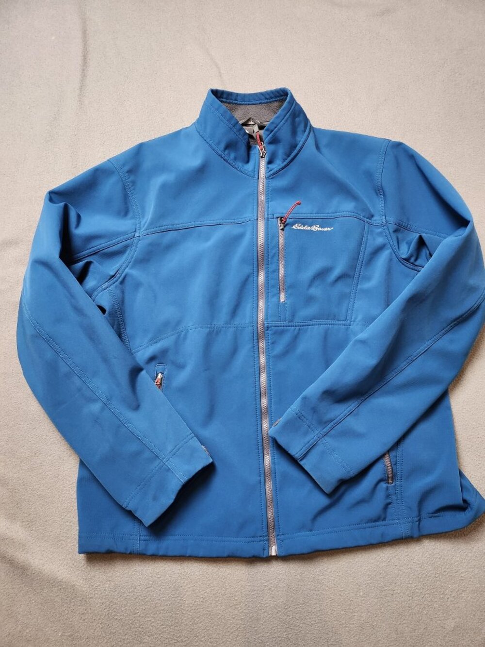 Eddie Bauer Men's Blue Softshell Jacket Fleece Lined Full Zip Size XL